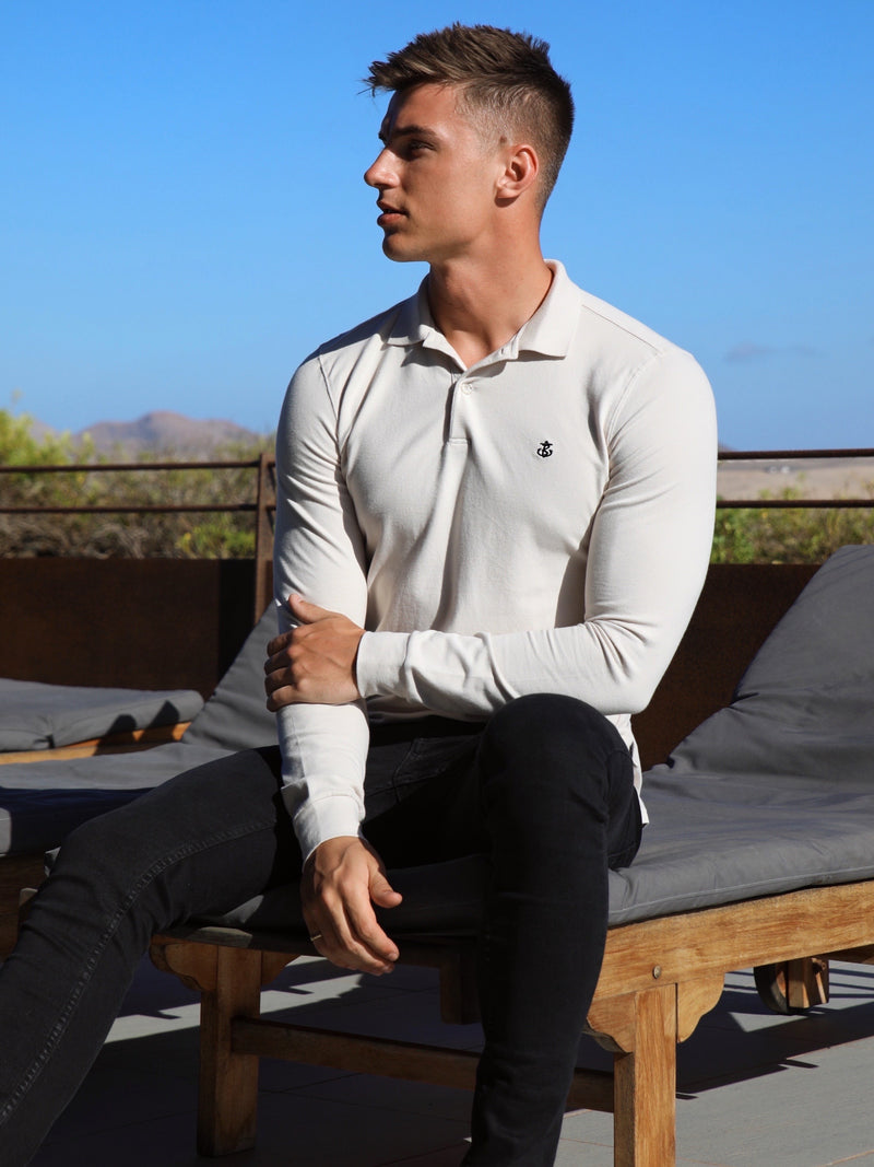 Harrow Long-Sleeve Polo - Stone