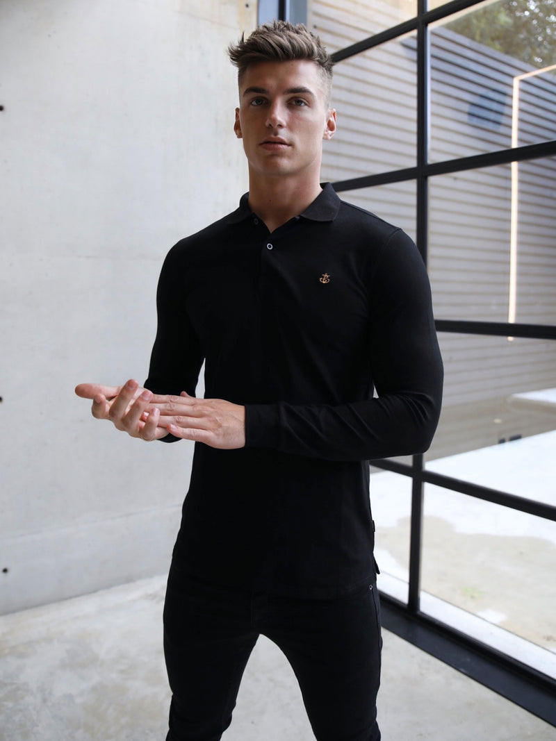 Harrow Long-Sleeve Polo - Black