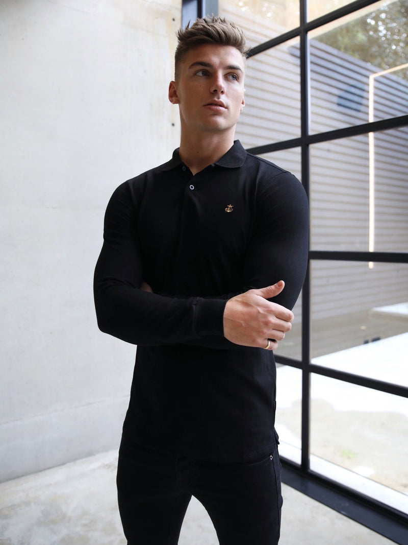 Harrow Long-Sleeve Polo - Black