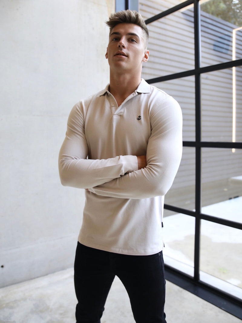 Harrow Long-Sleeve Polo - Stone