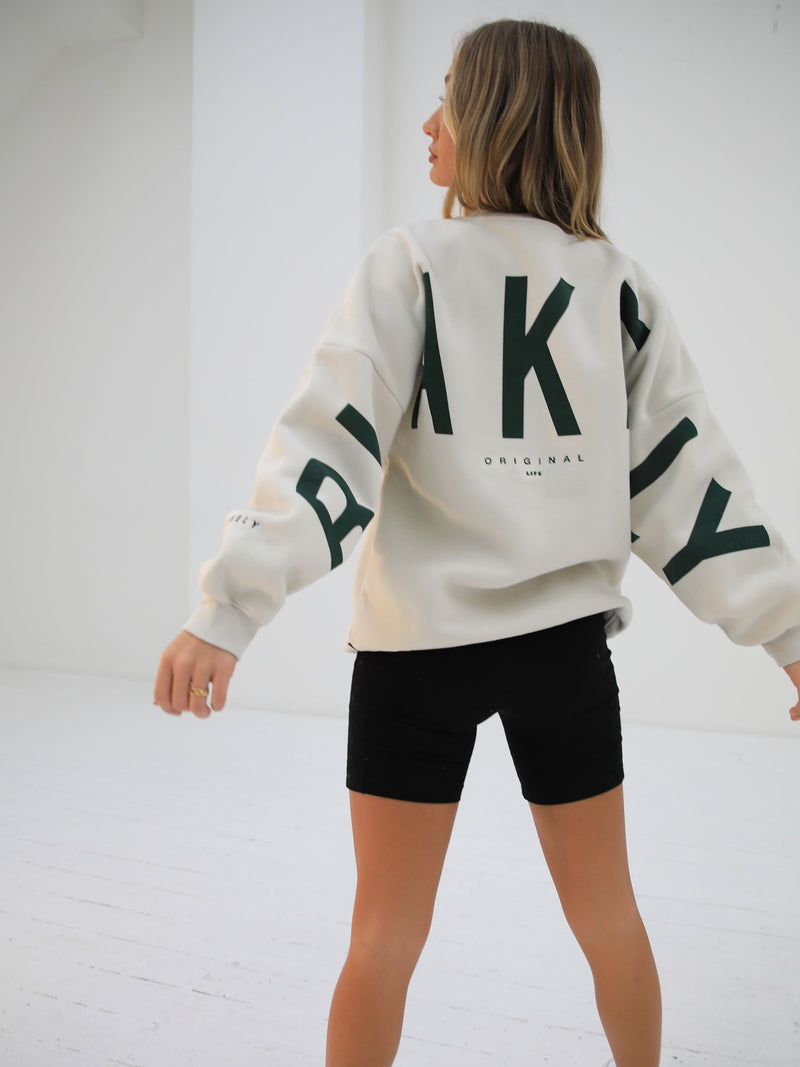 Isabel Oversized Jumper - Chalk & Forest Green