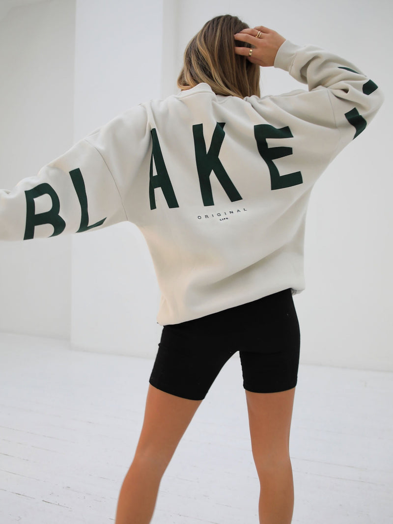 Isabel Oversized Jumper - Chalk & Forest Green