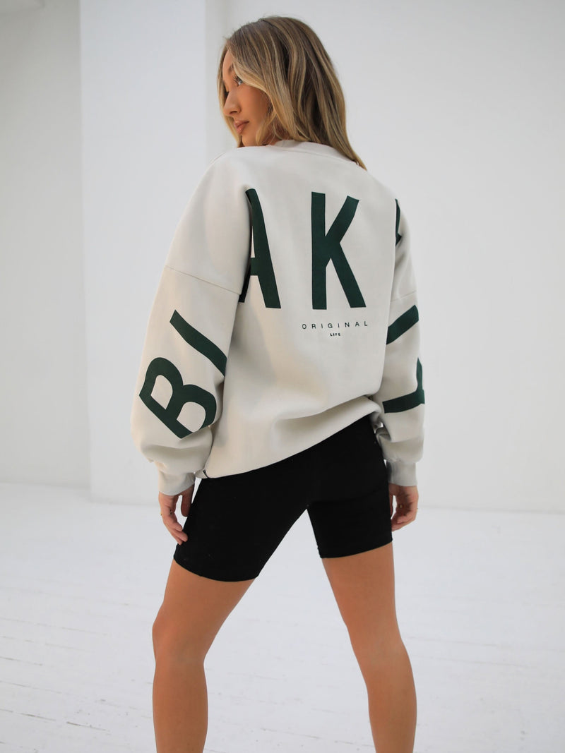 Isabel Oversized Jumper - Chalk & Forest Green