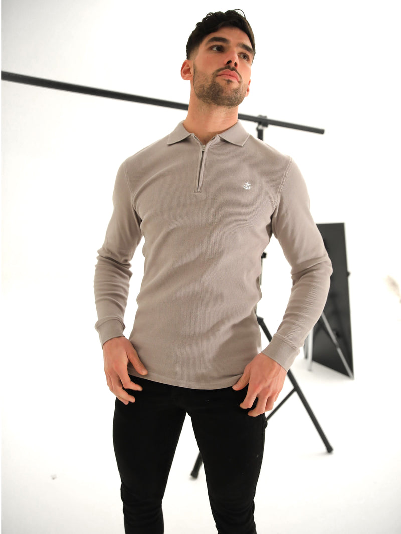 Aspen Long Sleeve Polo - Stone