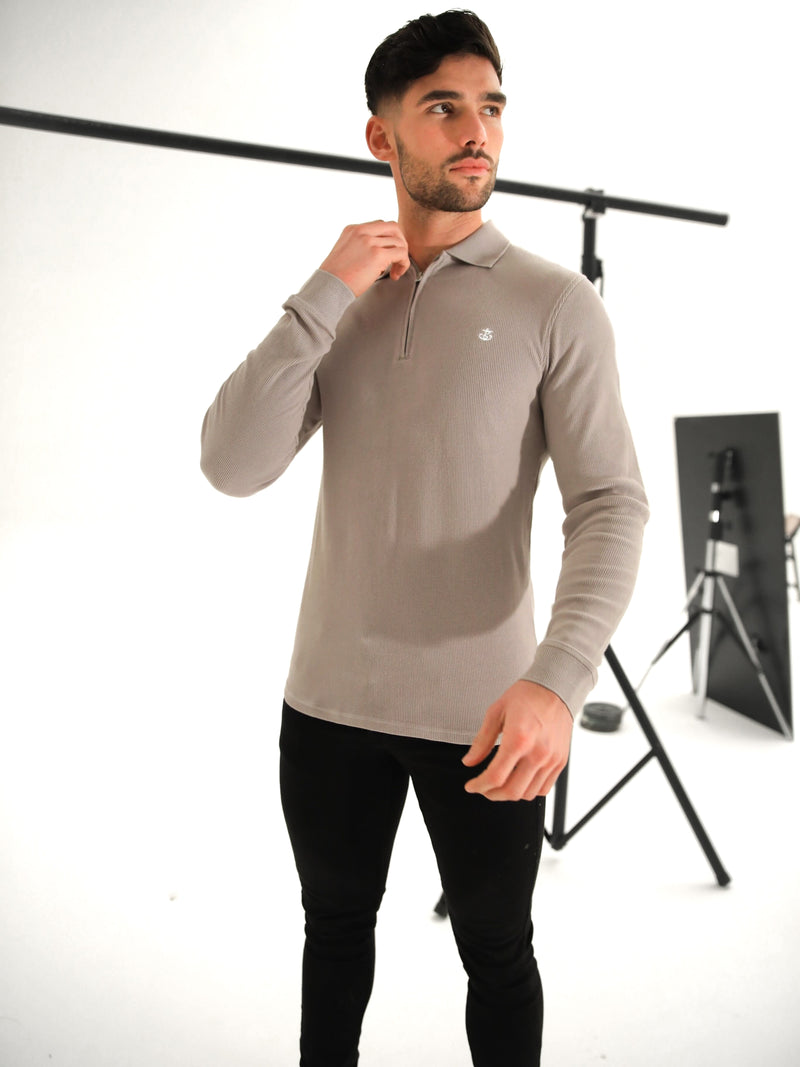 Aspen Long Sleeve Polo - Stone