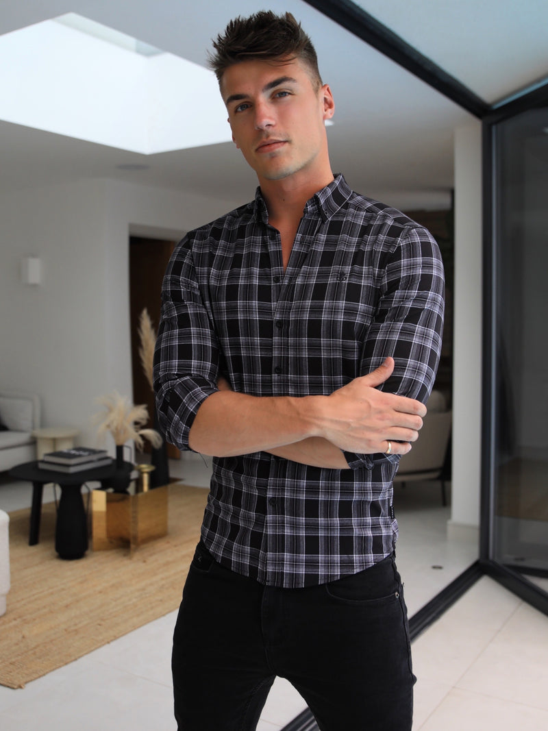 Genoa Plaid Shirt - Black