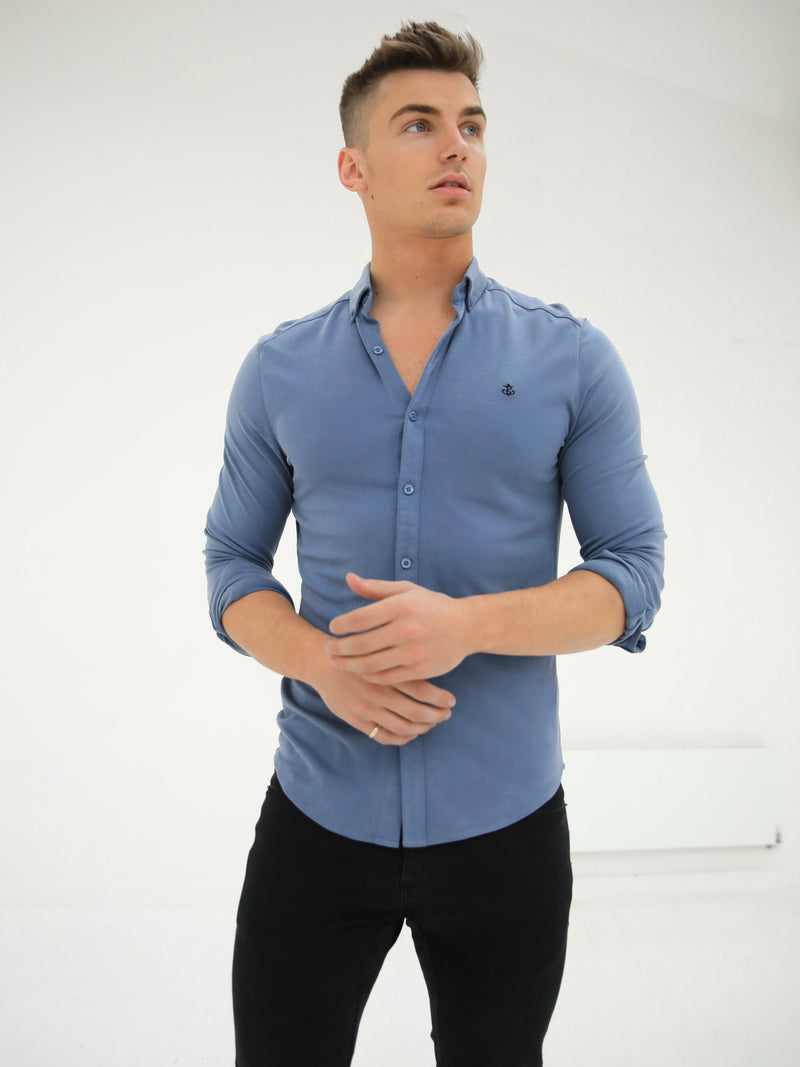 Byron Brushed Soft Shirt - Dusty Blue