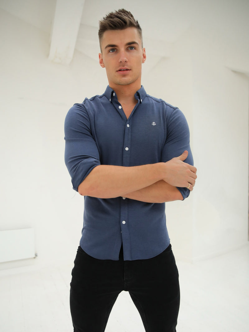 Byron Brushed Soft Shirt - Mid Blue