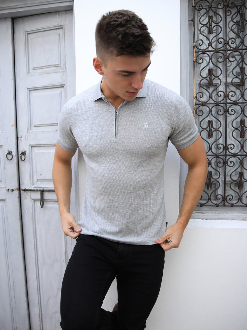 Amot Textured Polo Shirt - Light Grey