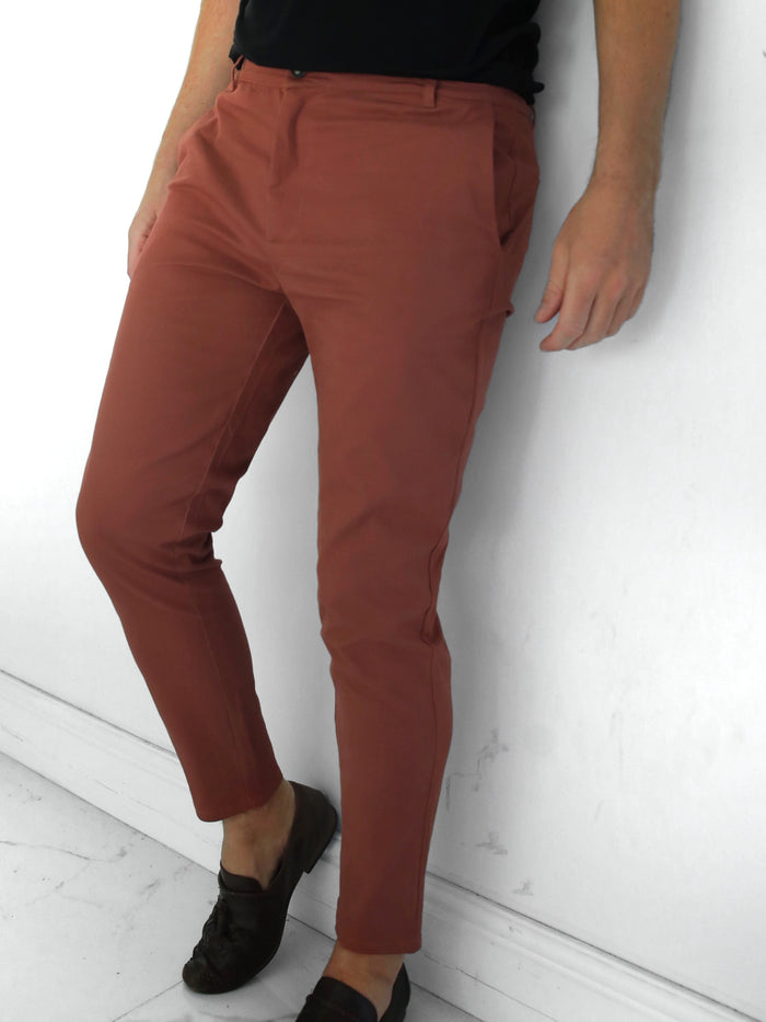 Sloane Stretch Fit Chinos - Brick Red