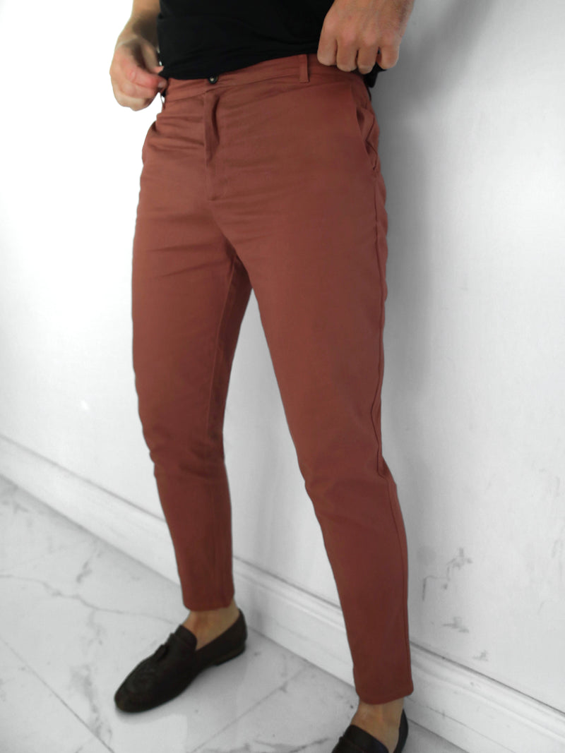 Sloane Stretch Fit Chinos - Brick Red