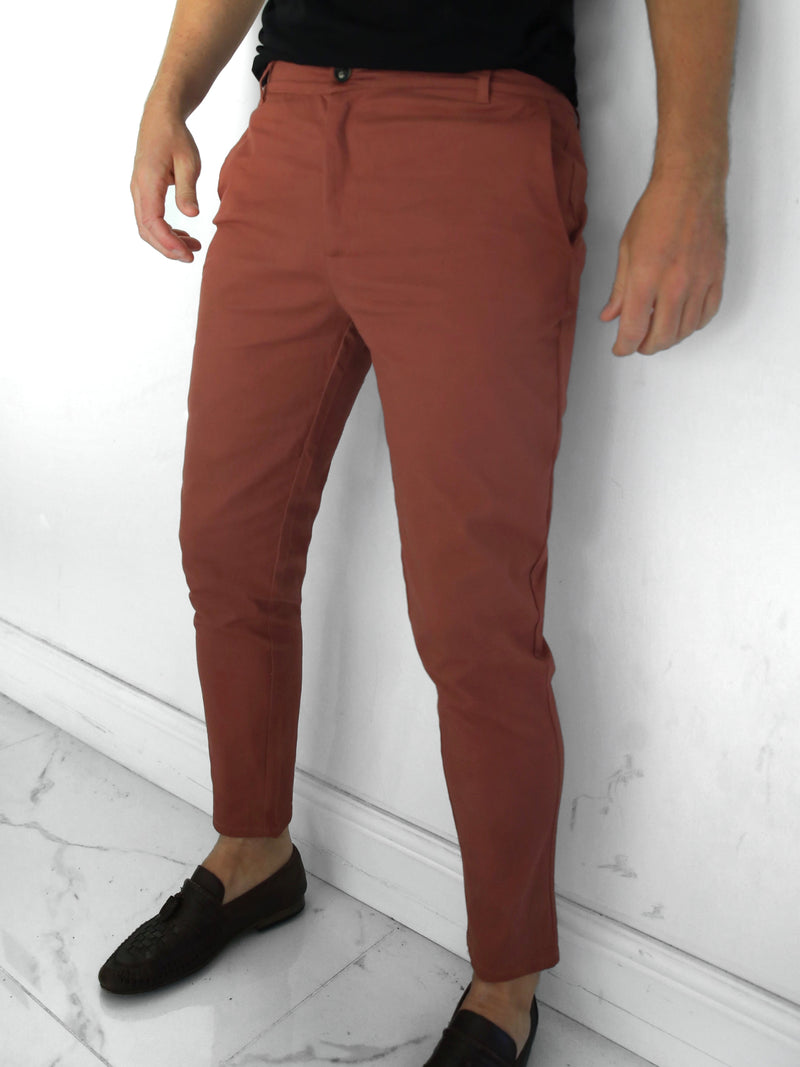 Sloane Stretch Fit Chinos - Brick Red