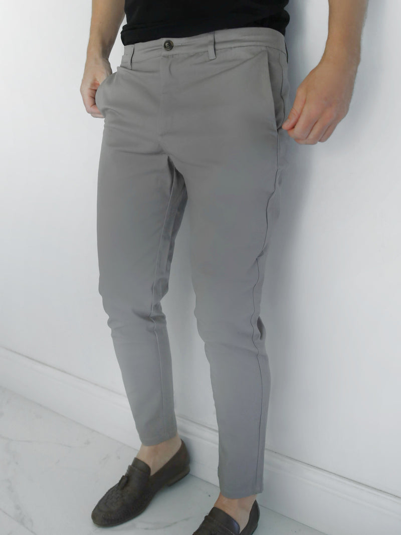 Cavill Slim Fit Tailored Chinos - Grey