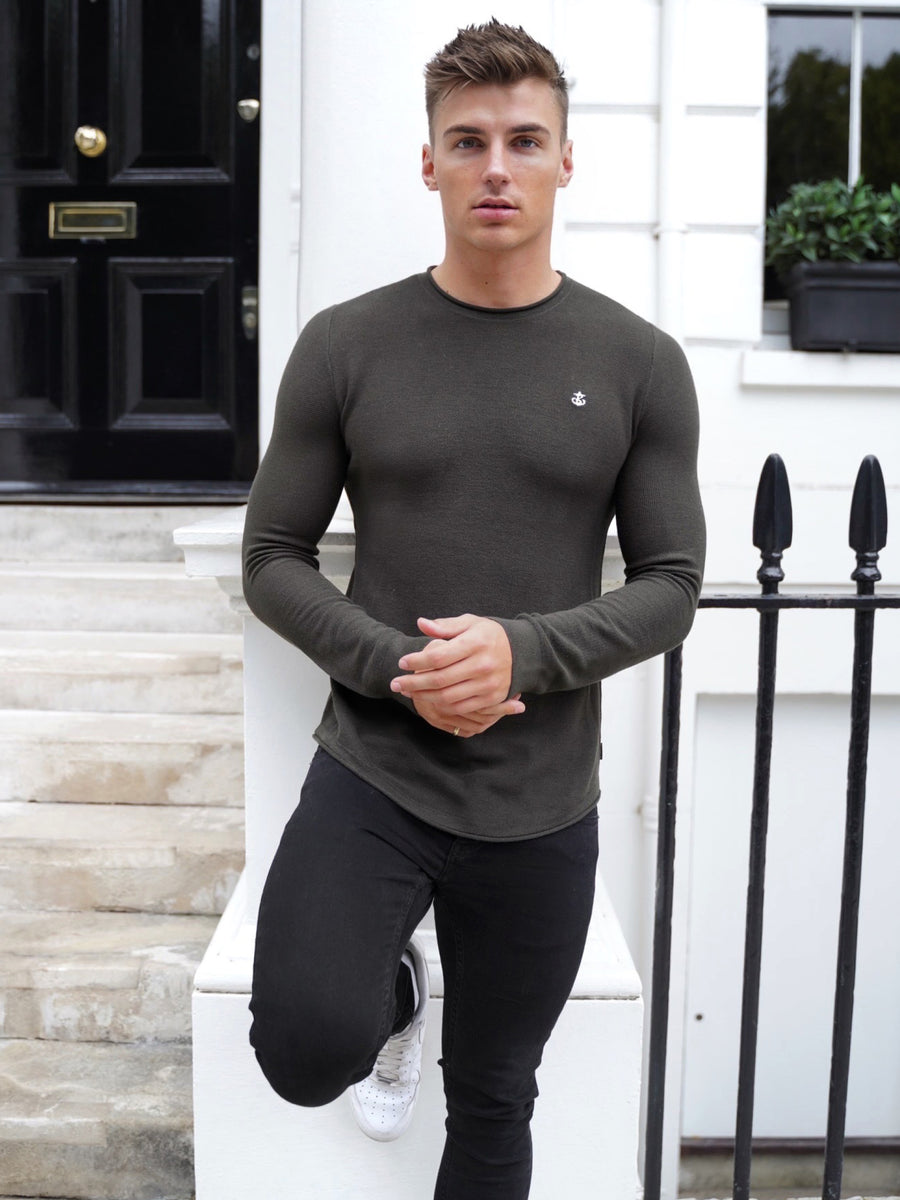 Buy Blakely Mason Khaki Green Knit Jumper | Free standard delivery over ...