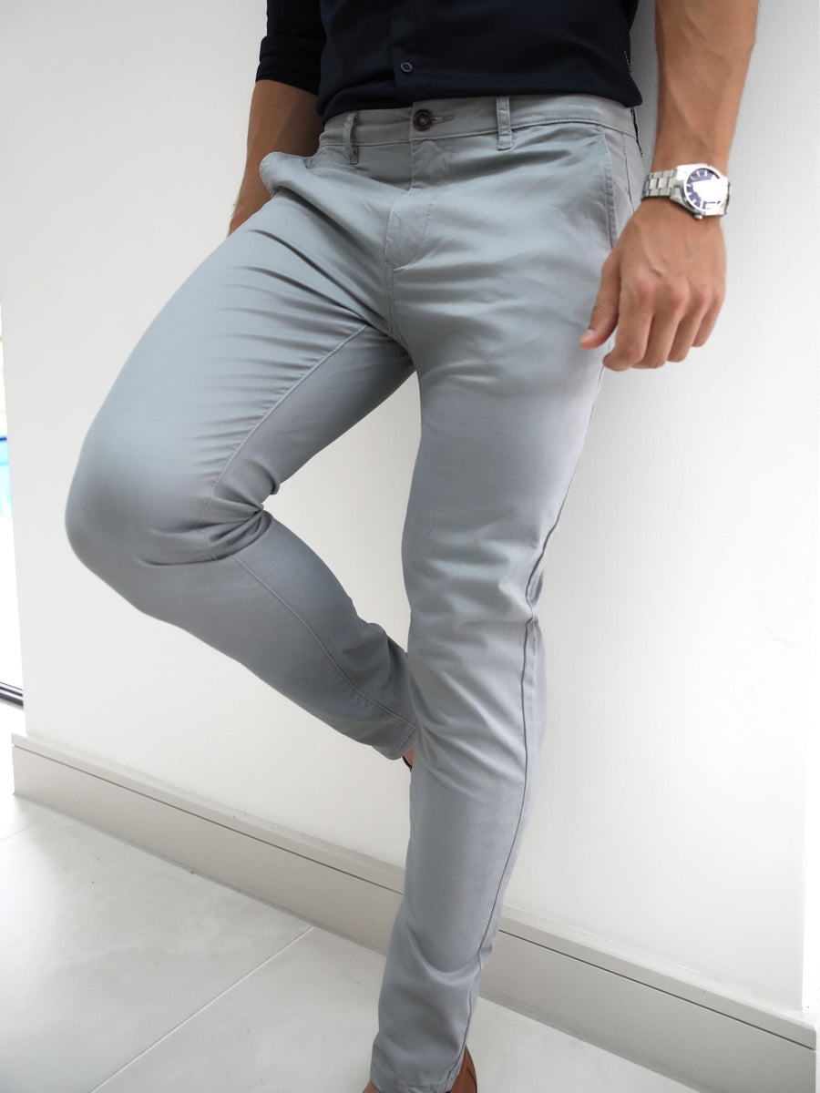 Buy Blakely Mens Light Grey Stretch Chinos | Free standard delivery ...