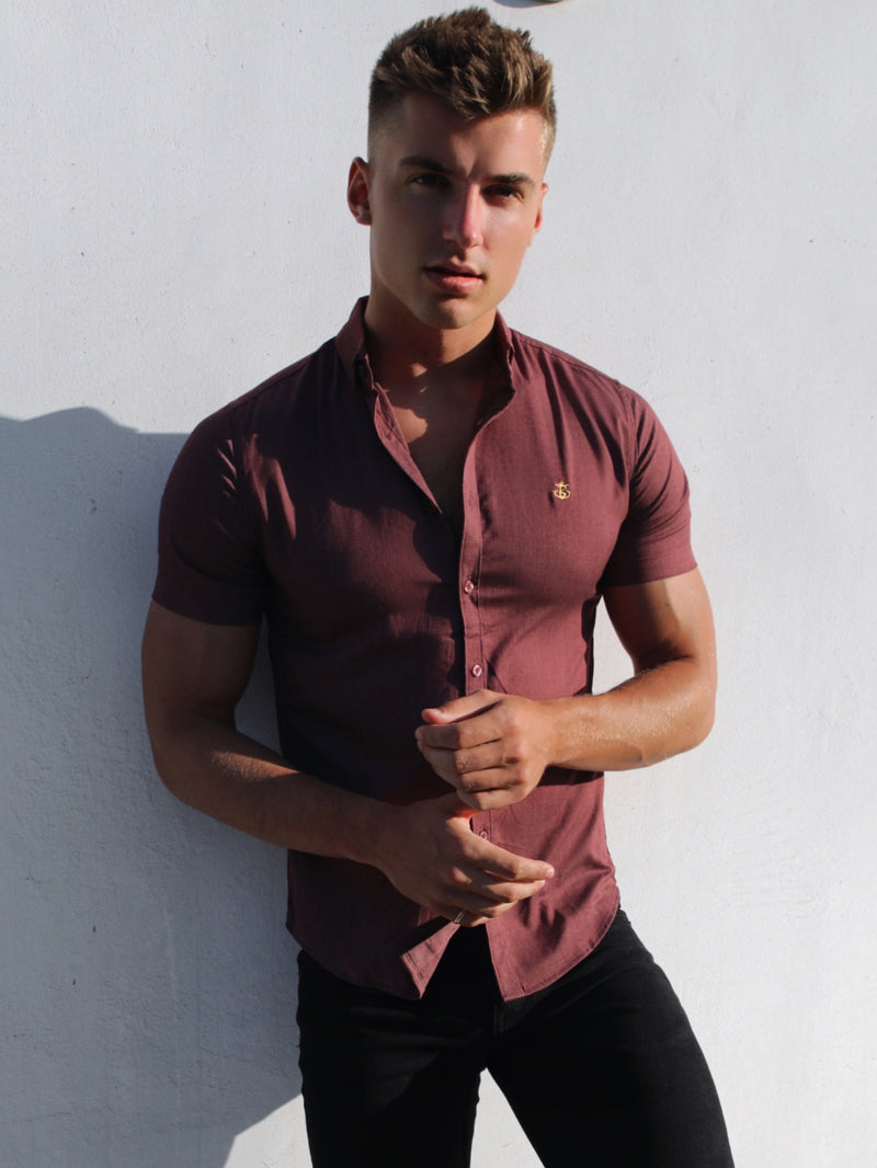 Brisbane Short Sleeve Shirt - Burgundy