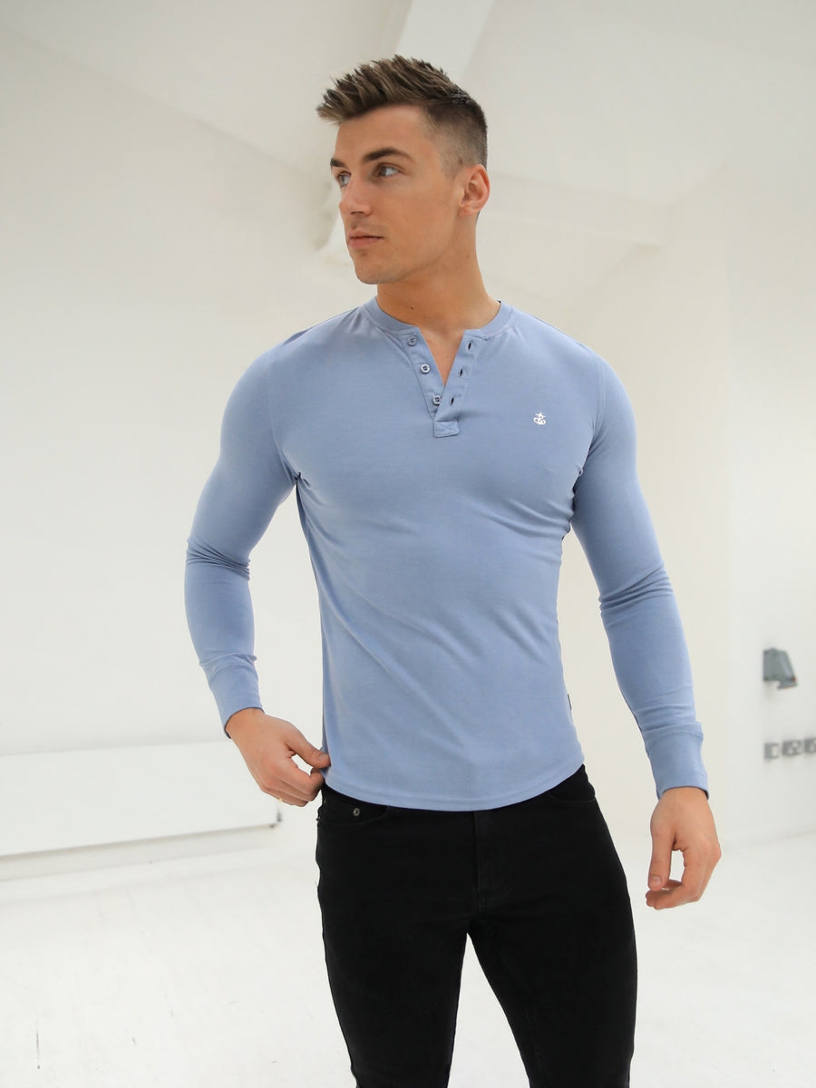 Light blue shop henley shirt