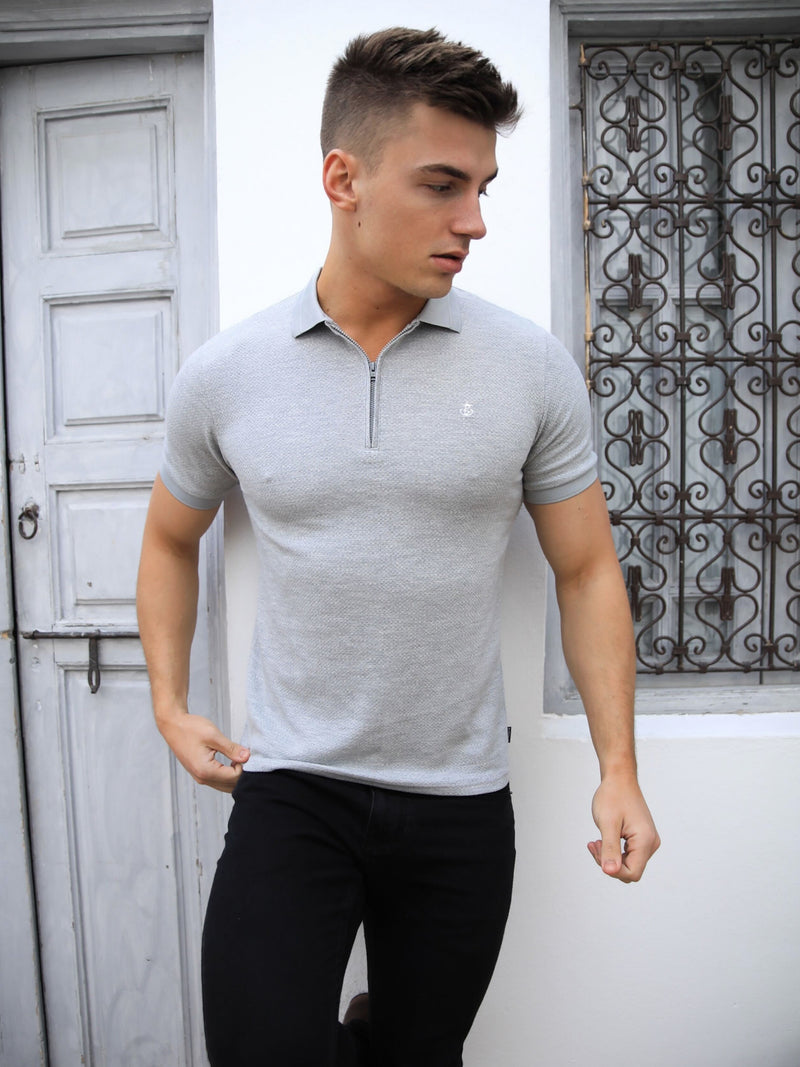 Amot Textured Polo Shirt - Light Grey