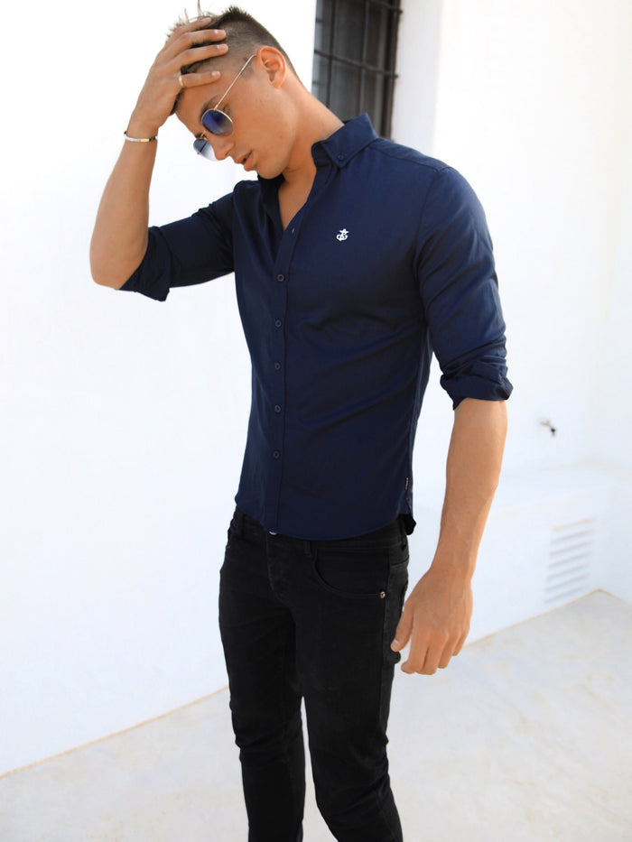 Worcester Fitted Stretch Shirt - Navy